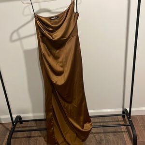 Copper dress w/ leg slit